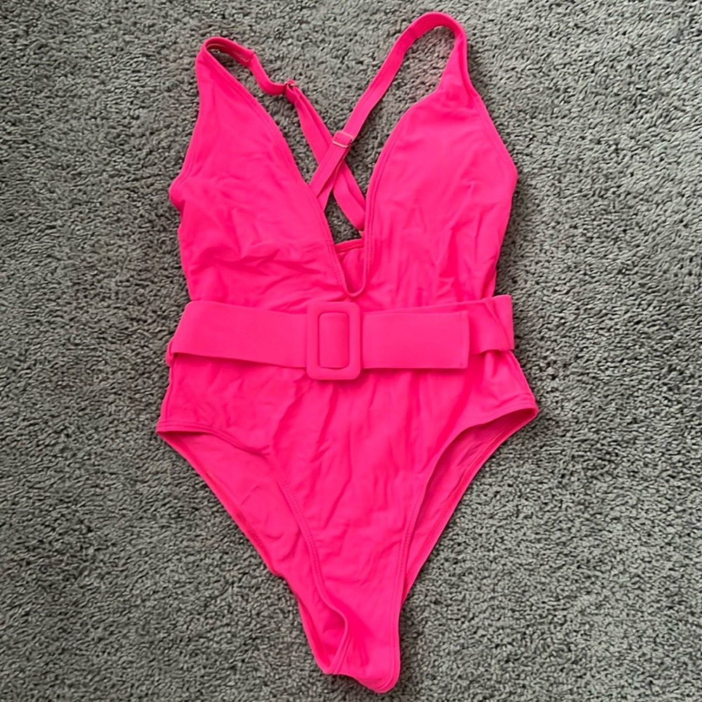 NWOT SHEIN Hot Pink Belted One Piece Swim - Small